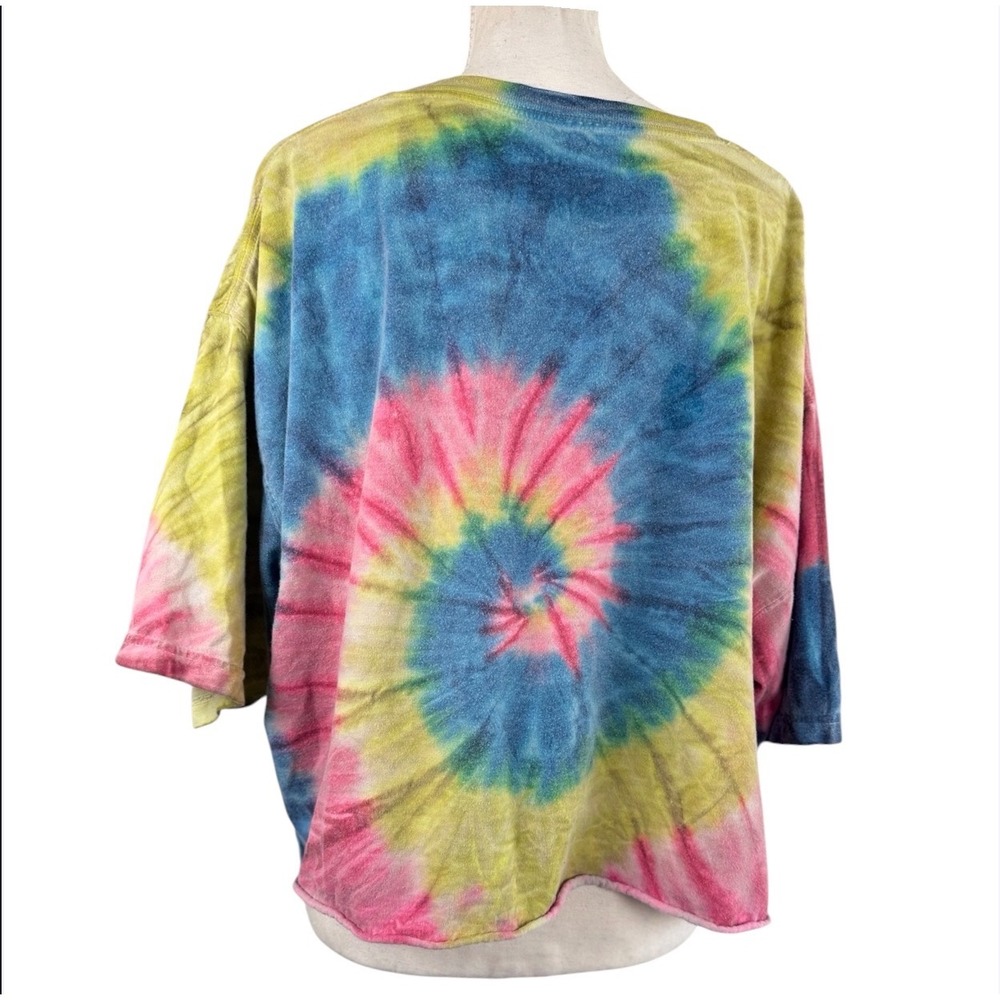 Zairabito Tie Dye Panda Graphic Crop Top Womens XL Multi Cotton Boxy Maybe Later - Picture 4 of 11